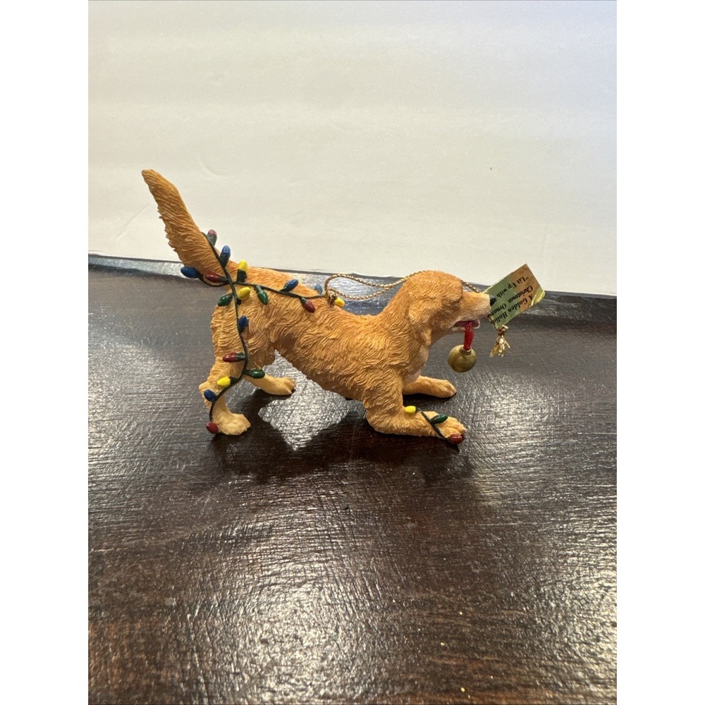 Danbury Mint A Golden Holiday Christmas Ornament Lit Up With Mischief Golden Ret